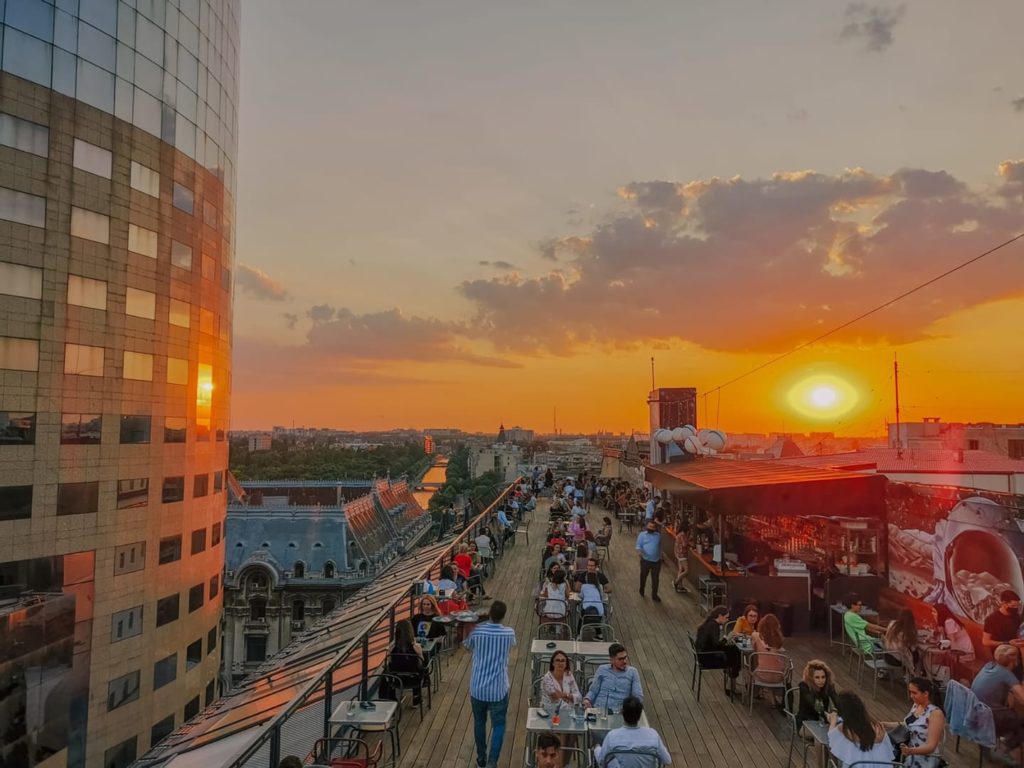 Linea rooftop bar is one of the best clubs to visit in Bucharest, Romania